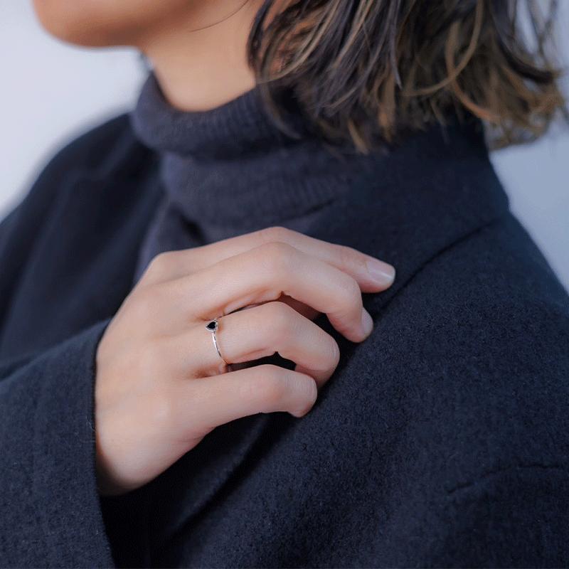 指輪 オニキス ハート レディース リング シルバー925 ブラック