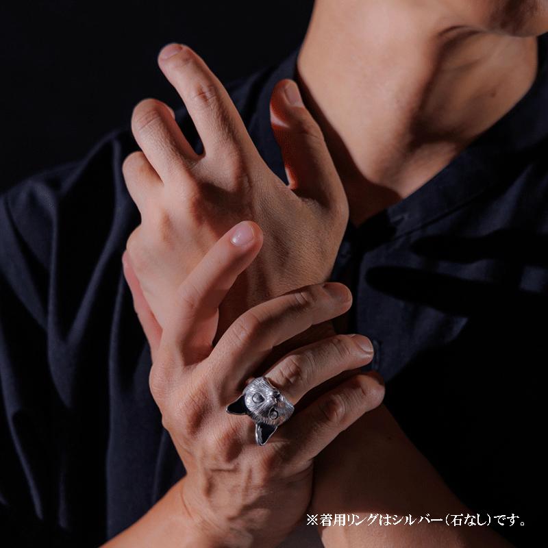 9月誕生石 猫 リング シルバー925 ブルーサファイア 天然石 キャット 指輪 10〜16号 レディース 誕生日プレゼント ギフトの画像
