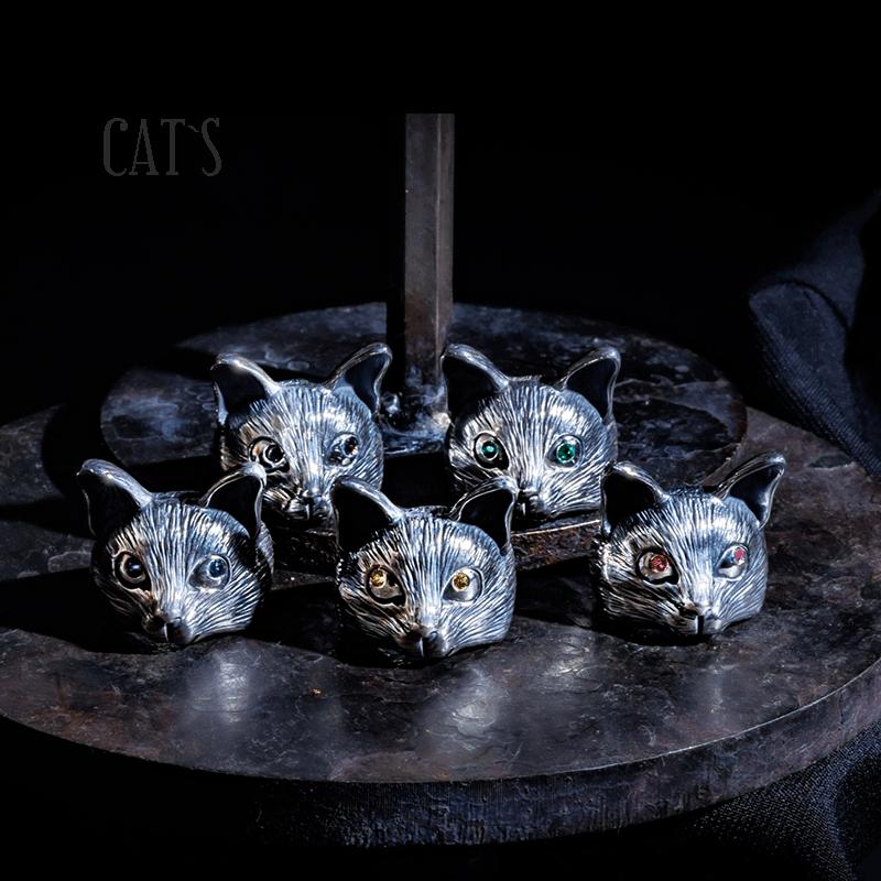 1月誕生石 猫 リング シルバー925 グリーンガーネット 天然石 キャット 指輪 10〜16号 レディース 誕生日プレゼント ギフトの画像