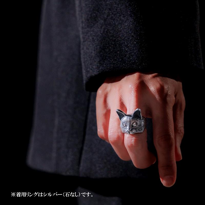 2月誕生石 猫 リング シルバー925 アメジスト 天然石 キャット 指輪 10〜16号 レディース 誕生日プレゼント ギフトの画像