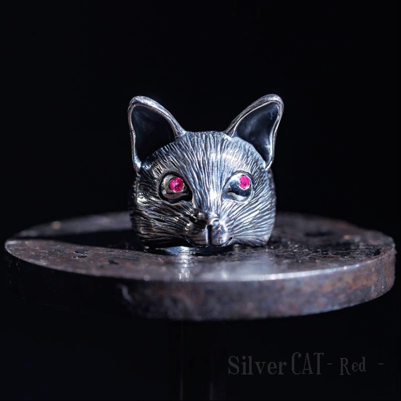 7月誕生石 猫 リング シルバー925 ルビー 天然石 キャット 指輪 10〜16号 レディース 誕生日プレゼント ギフトの画像
