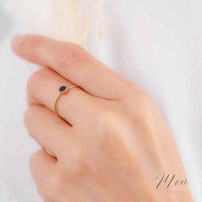 指輪 オニキス リング レディース メンズ ピンキーリング 18金 K18