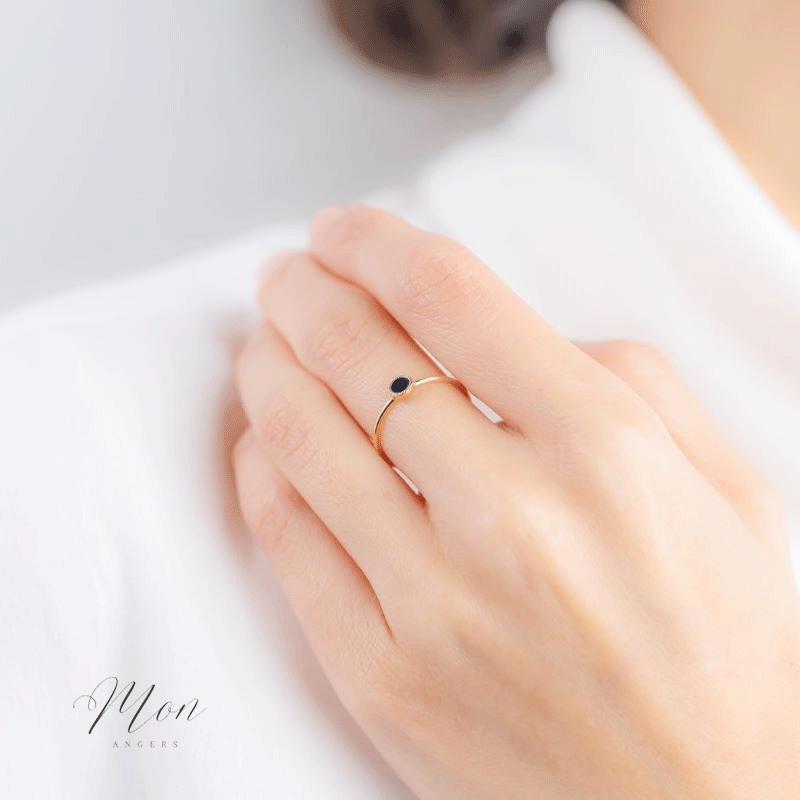 指輪 オニキス リング レディース メンズ ピンキーリング 18金 K18