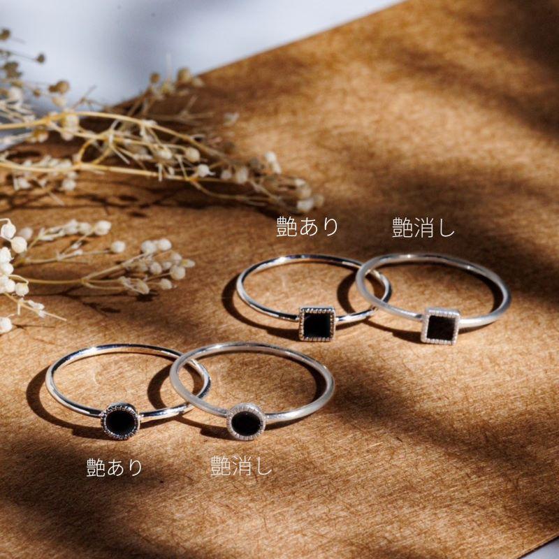 シルバー925 オニキス リング レディース メンズ スクエア 4.4mm 天然石 ブラック ピンキー 0〜20号の画像