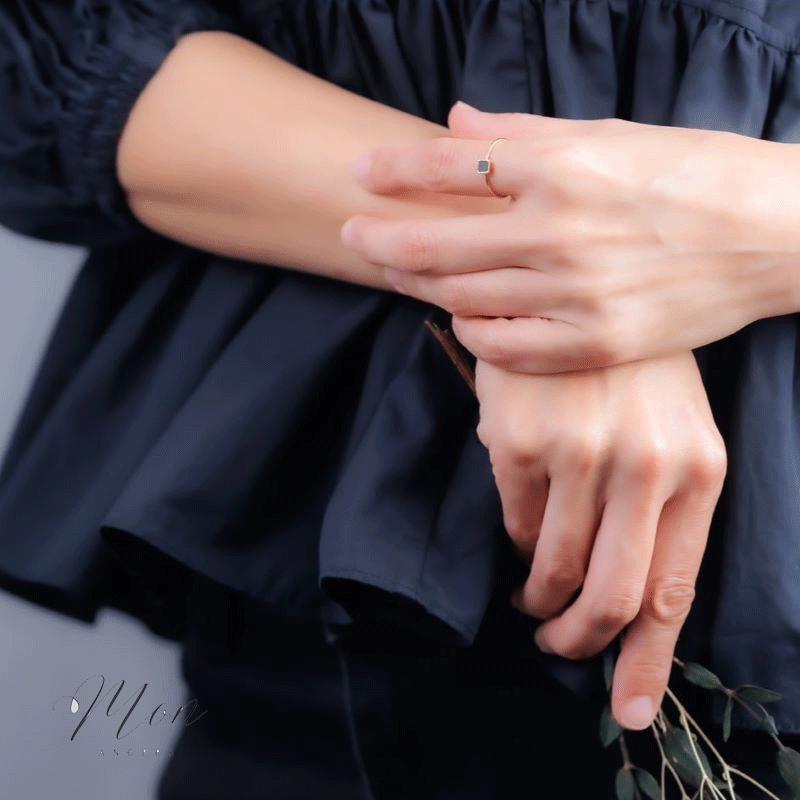 指輪 オニキス リング レディース メンズ ピンキーリング 18金 K18