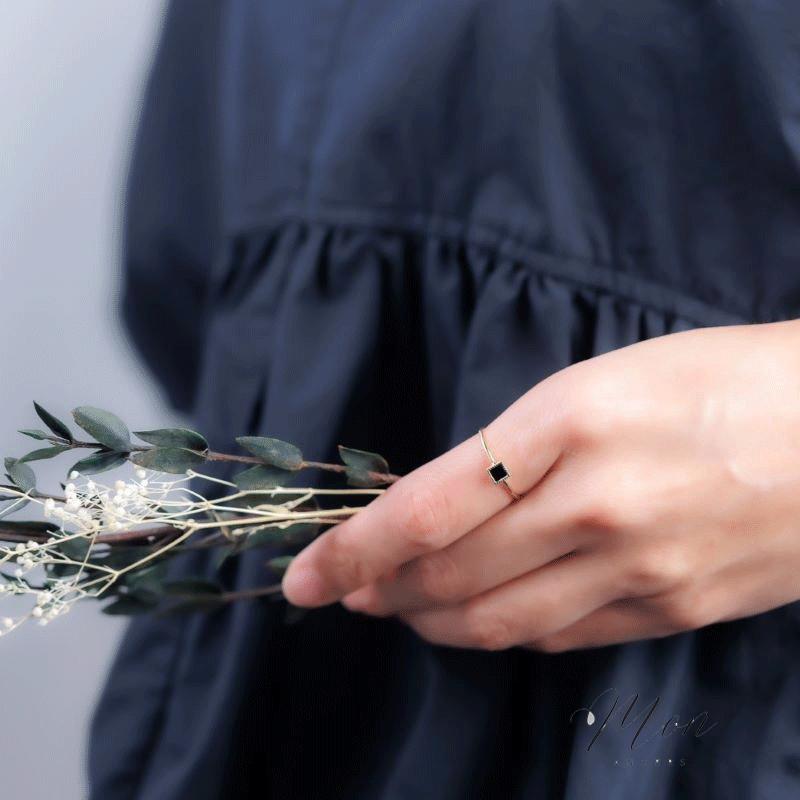 指輪 オニキス リング レディース メンズ ピンキーリング 18金 K18