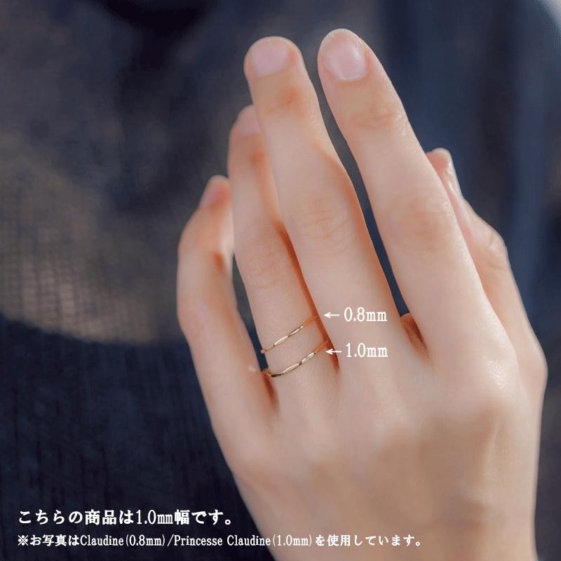 K18 / Pt900 甲丸リング 1mm 彫金 地金リング 0号〜20号 ピンキー対応