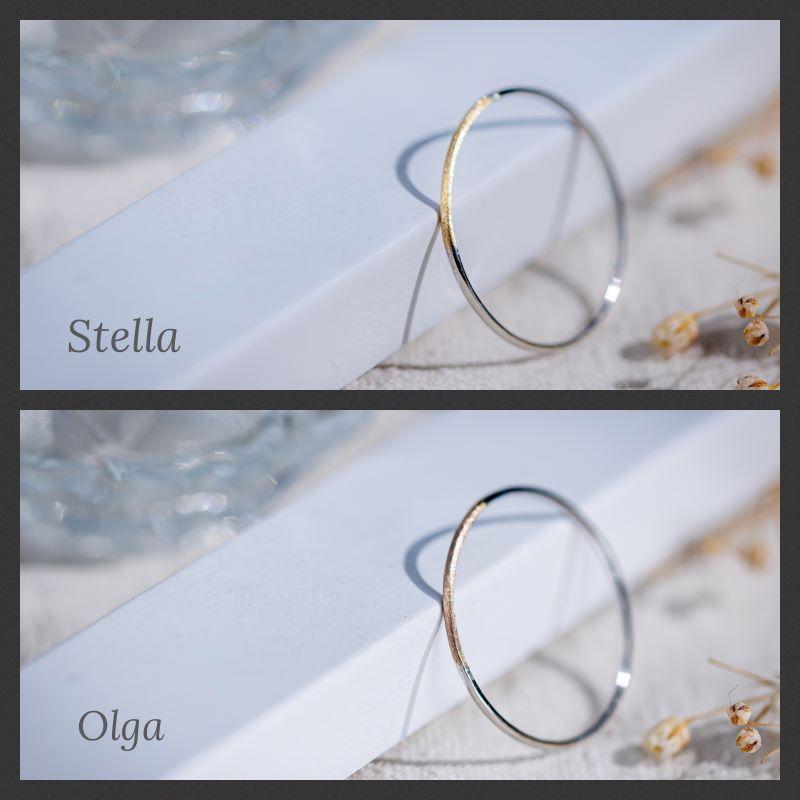 K18 プラチナ バイカラー リング レディース 細身 華奢 重ねづけ 彫金 指輪 Stella ギフトの画像