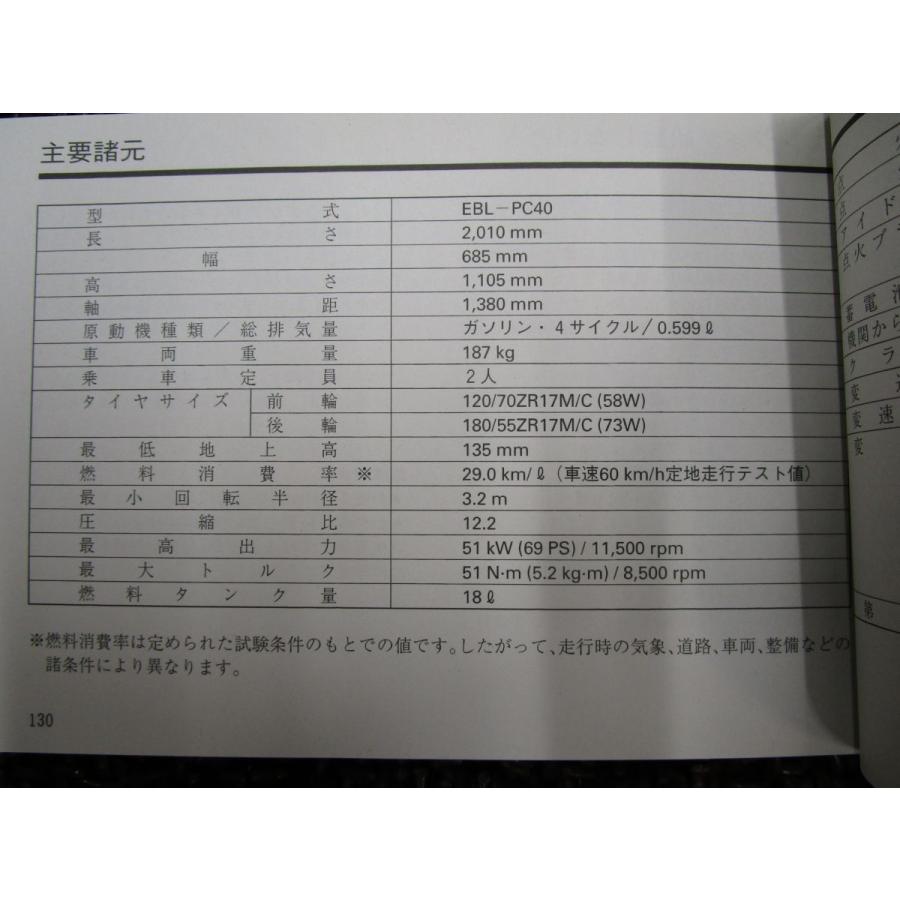 CBR 600RR 取扱説明書 PC40 ○ R507！ホンダ HONDA : A-PARTSヤフー