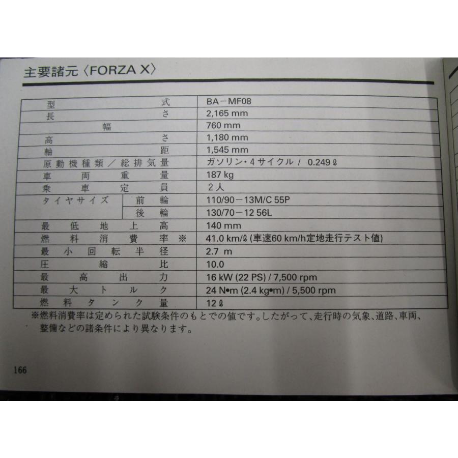 フォルツァ 取扱説明書 MF08 ○ R516！ホンダ FORZA X Z ABS HONDA : A