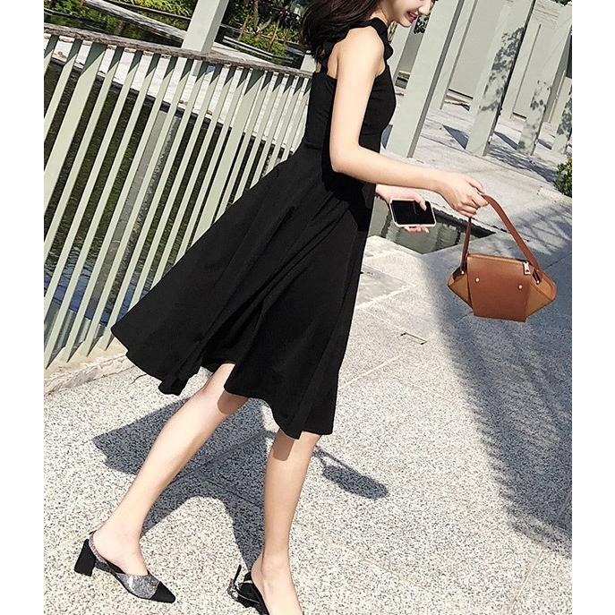 Aライン 黒 ワンピース リゾートワンピ 膝丈 体型カバー 大きいサイズ ミモレ丈 ノースリーブ きれいめ カジュアル Aline Black Resort Monacofashionヤフー店 通販 Yahoo ショッピング