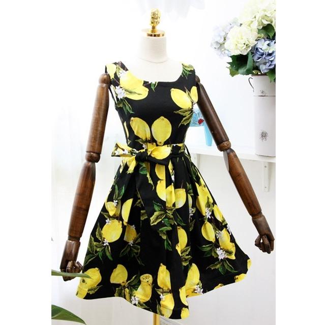 ワンピース レディース レモン レモン柄 リゾートワンピース 春夏 Monacodress Lemon Monacofashionヤフー店 通販 Yahoo ショッピング