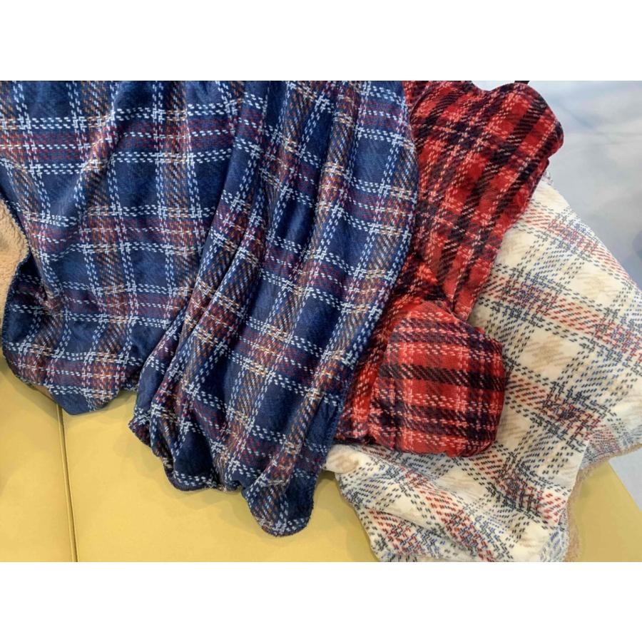 グリュック ブランケット 70X100 ネイビー/レッド ひざ掛け チェック柄