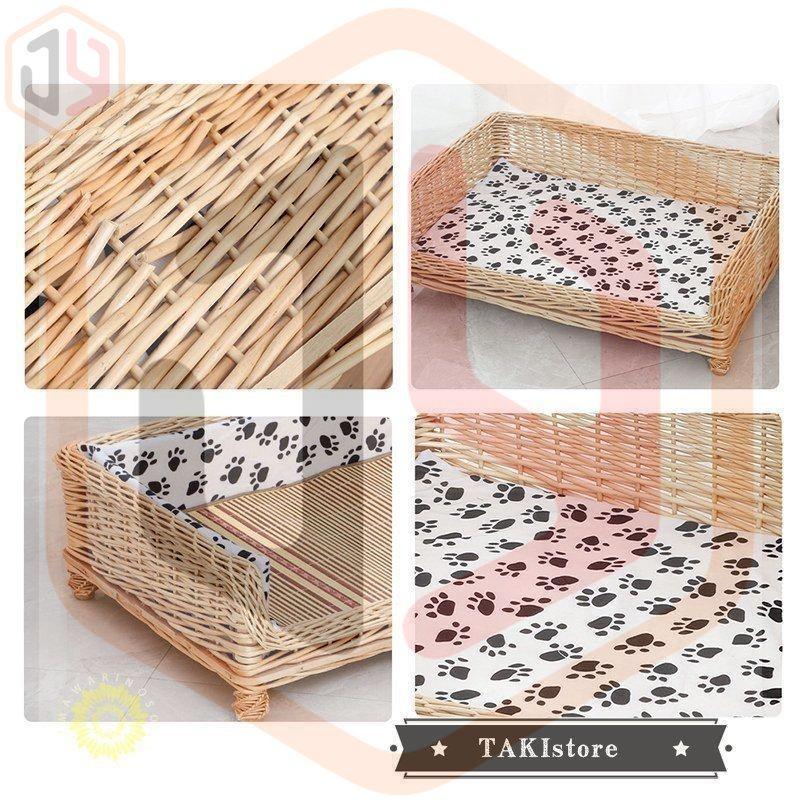 ペットベッド 耐噛み 藤ベッド マット 和式 ひんやり 犬用 犬マット 夏 クッション ペットソファ ござ 四季 寝床 猫用 手作り 編み物 大型犬 中型犬 