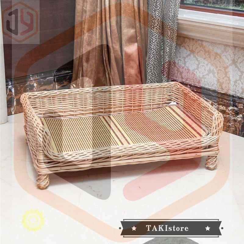 ペットベッド 耐噛み 藤ベッド マット 和式 ひんやり 犬用 犬マット 夏 クッション ペットソファ ござ 四季 寝床 猫用 手作り 編み物 大型犬 中型犬 