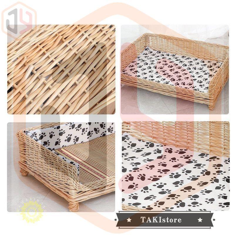 ペットベッド 耐噛み 藤ベッド マット 和式 ひんやり 犬用 犬マット 夏 クッション ペットソファ ござ 四季 寝床 猫用 手作り 編み物 大型犬 中型犬 