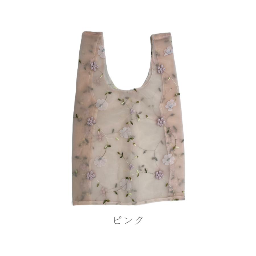 レトロ モダン レディース バッグ シアーバッグ エコ メッシュ ショッピング コンビニ 刺繍 花柄 | ブランド登録なし | 06