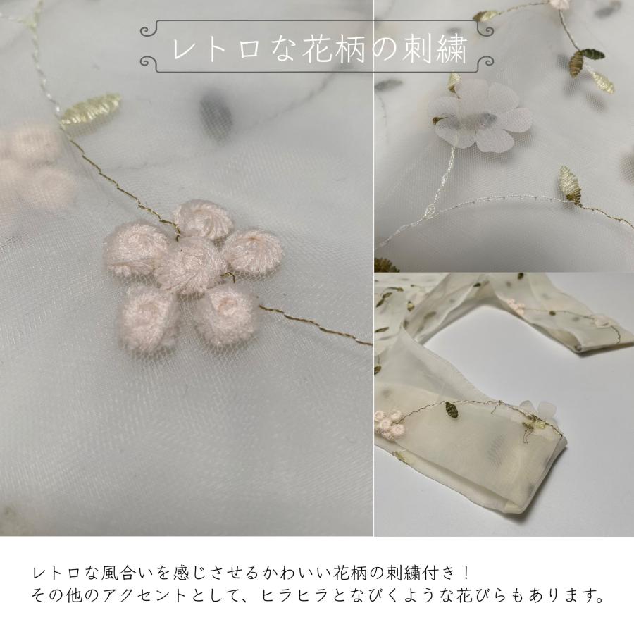 レトロ モダン レディース バッグ シアーバッグ エコ メッシュ ショッピング コンビニ 刺繍 花柄 | ブランド登録なし | 02