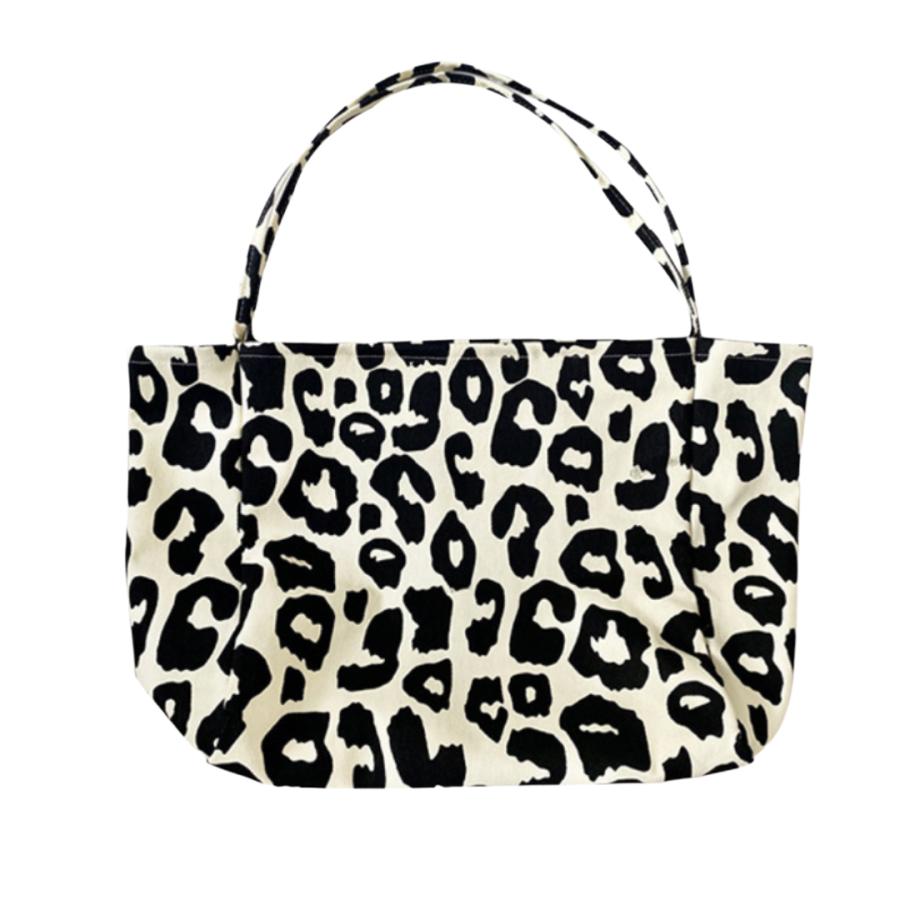 トートバッグ レディース 大きめ 軽量 a4 折りたたみ 帆布 キャンバス ヒョウ柄 おしゃれ エコバッグ かわいい マザーズバッグ 手提げ 肩掛け レオパード | ブランド登録なし | 01