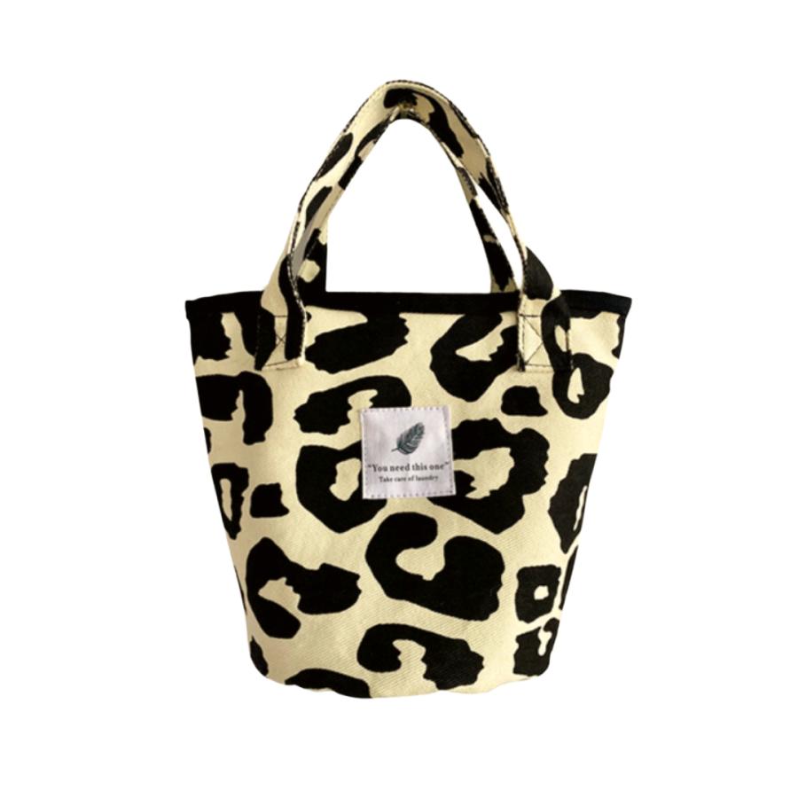 トートバッグ レディース 軽量 ミニ バケツバッグ キャンバス 韓国風 ヒョウ柄 おしゃれ ランチバッグ コンパクト レオパード | ブランド登録なし | 01