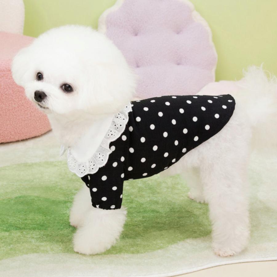 犬服 薄手 ドット 水玉 犬の服 長袖 上品 可愛い おしゃれ 小型犬