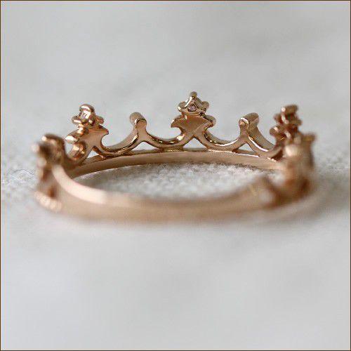 K10ゴールド天然ダイヤモンドのクラウンリング : ナチュラルジュエリー