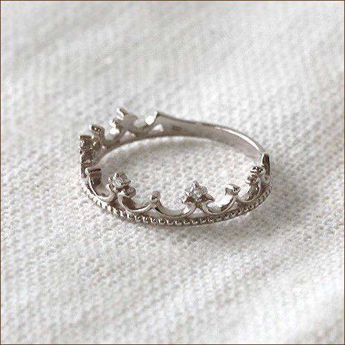 K10ゴールド天然ダイヤモンドのクラウンリング : ナチュラルジュエリー