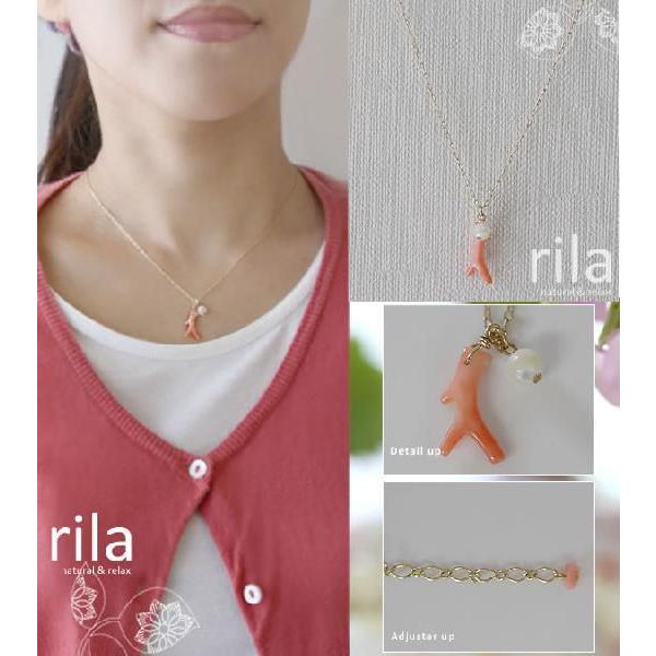 天然桃珊瑚 桃色しずく型ネックレス（シルバーメッキチェーン） BITOKEN 高知県産桃色サンゴ 桃ネックレス長さ45cm 金具シルバー