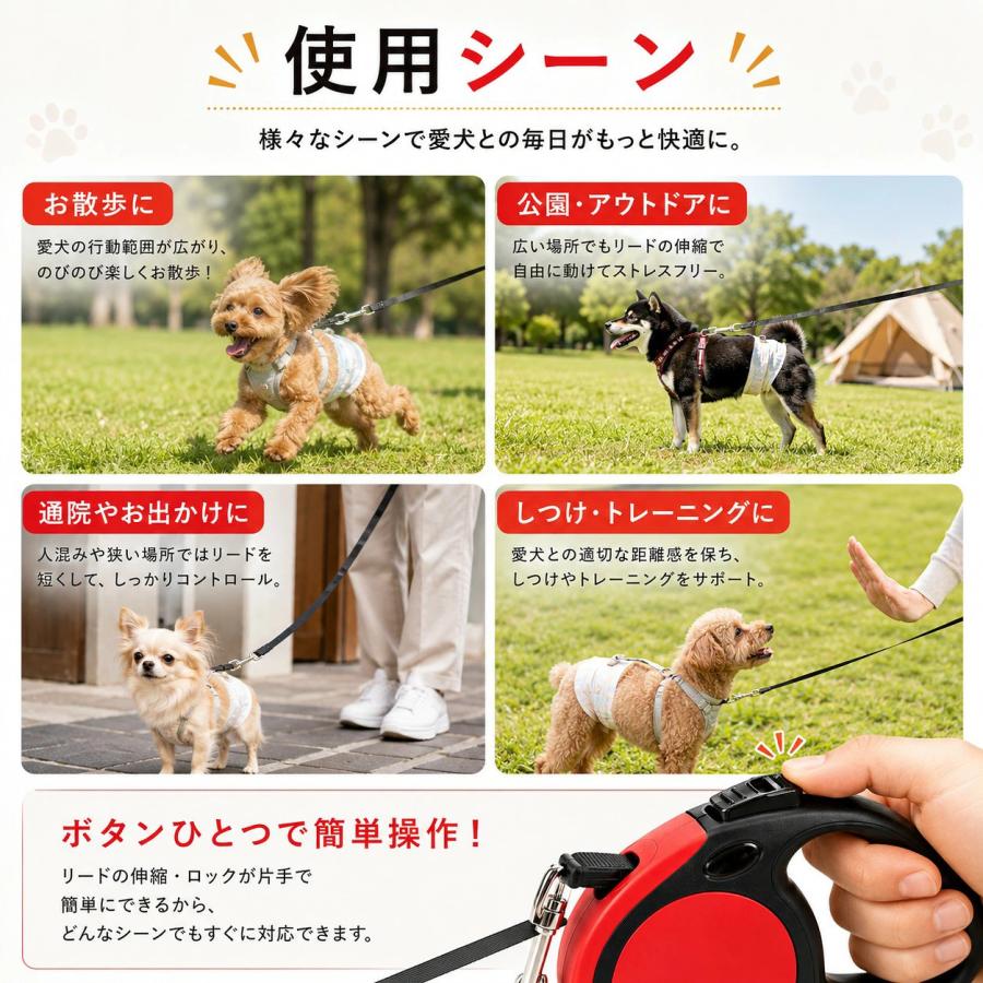 未使用★小型犬用伸縮リード GLFP ペット用 伸縮リード 3m | 犬 犬用 リード 小型犬 軽い 軽量