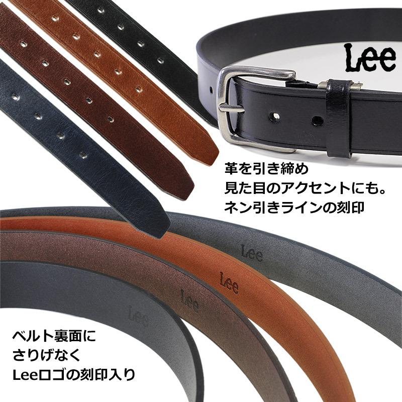 Lee（リー） レザーベルト 本革 ネン引き 一枚革 ブランド メンズ