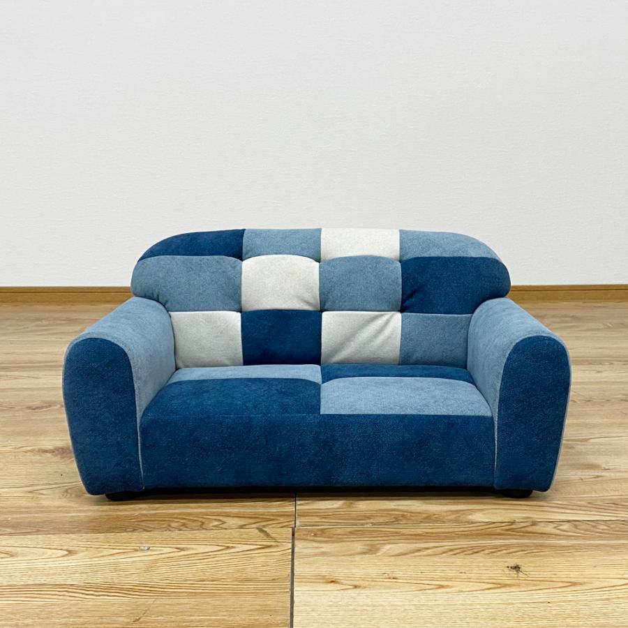2way ソファ/ローソファ ブルー系パッチワーク 2way ソファ/ローソファ ブルー系パッチワーク