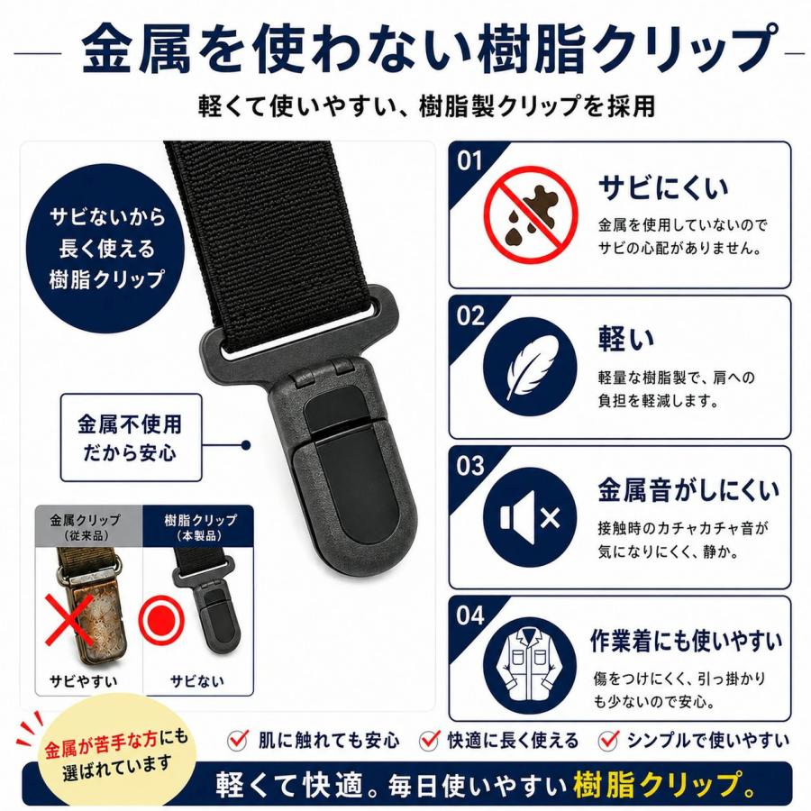 サマーセール サスペンダー メンズ レディース 40mm幅 Mサイズ PC樹脂