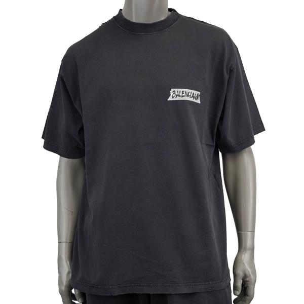 BALENCIAGA バレンシアガ Masking Tape アートワーク ロゴ Tシャツ/764235 TTVL6 1041の画像