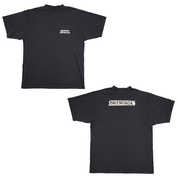 BALENCIAGA バレンシアガ Masking Tape アートワーク ロゴ Tシャツ/764235 TTVL6 1041の画像