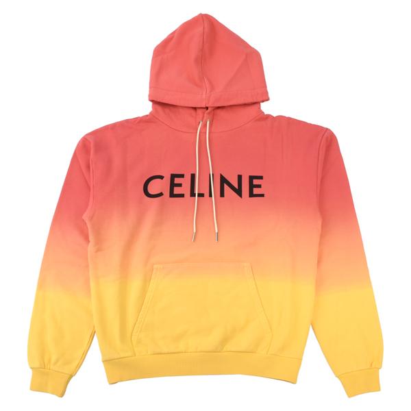 CELINE フーディー パーカー プルオーバー 長袖 2Y321658Y 20BD CELINE セリーヌ グラデーション ロゴ プリント パーカー