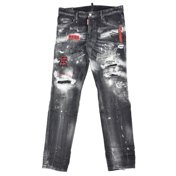 DSQUARED2 ディースクエアード BLACK MESS WASH SKATER JEANS DSQUARED2 ディースクエアード BLACK MESS WASH SKATER JEANS