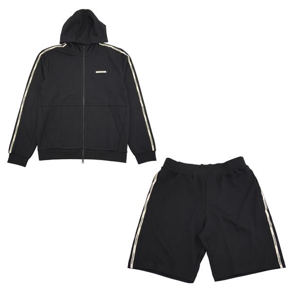EA7ミニロゴ ジップパーカー×ショートパンツ 上下セット/セットアップ EA7 EMPORIO ARMANI イーエーセブン エンポリオ・アルマーニ テープ