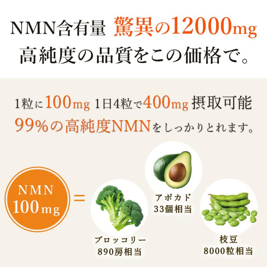 NMN 高品質 12000mg配合 純度99% サプリ サプリメント 1粒100mg