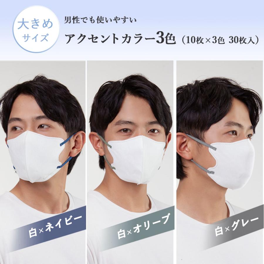彩 SAI マスク 竹繊維 バイカラー 立体マスク 30枚入 大人用 3色