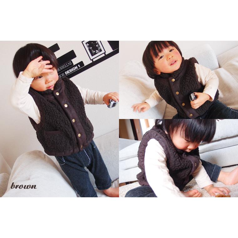 子供服 トップス フェイクスウェード ボアベスト 体温調節 エヴィア (80cm 90cm 95cm 100cm) 日本製 保育園メール便不可 ベビー服 |  | 05