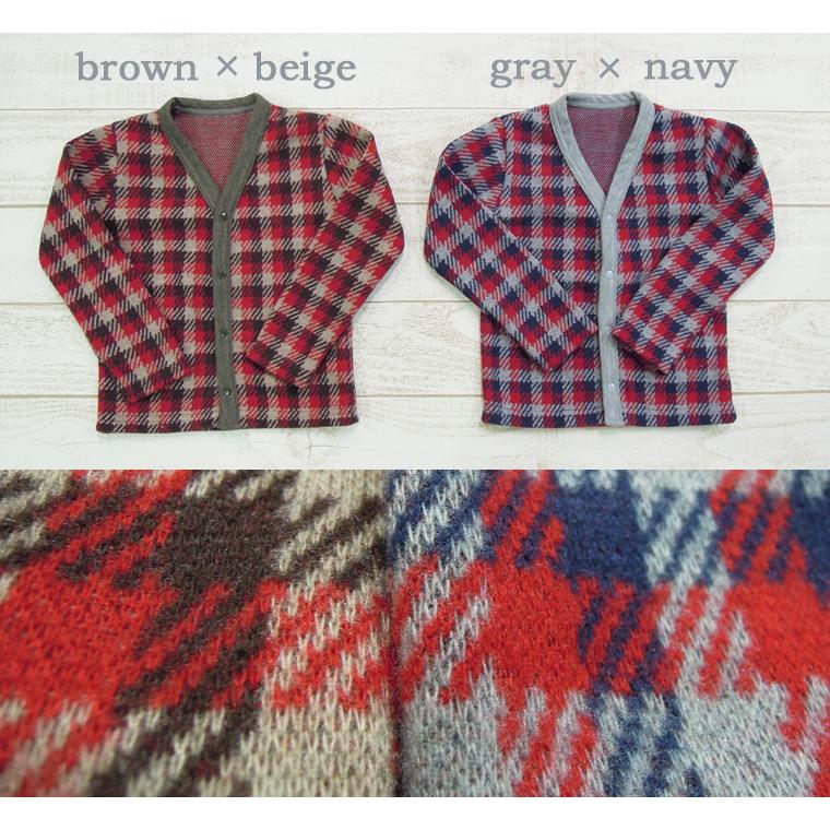 【在庫処分セール】  子供服 トップス ビンテージ4404流行チェックのすっきりVネックカーディガン保育園 Ｔシャツ 赤ちゃん |  | 02