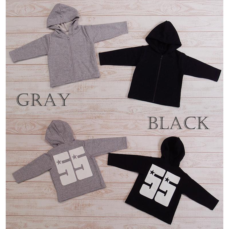 【在庫処分セール】子供服 トップス 裏毛素材バックプリントがかっこいいモノトーンパーカー(80cm 90cm 95cm 100cm)保育園1923メール便不可 |  | 01
