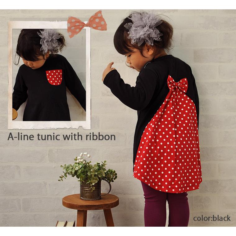 子供服 トップス 後ろ身ごろが長めのリボン長袖AラインＴシャツ日本製で安心44594050保育園メール便可13  赤ちゃん |  | 04