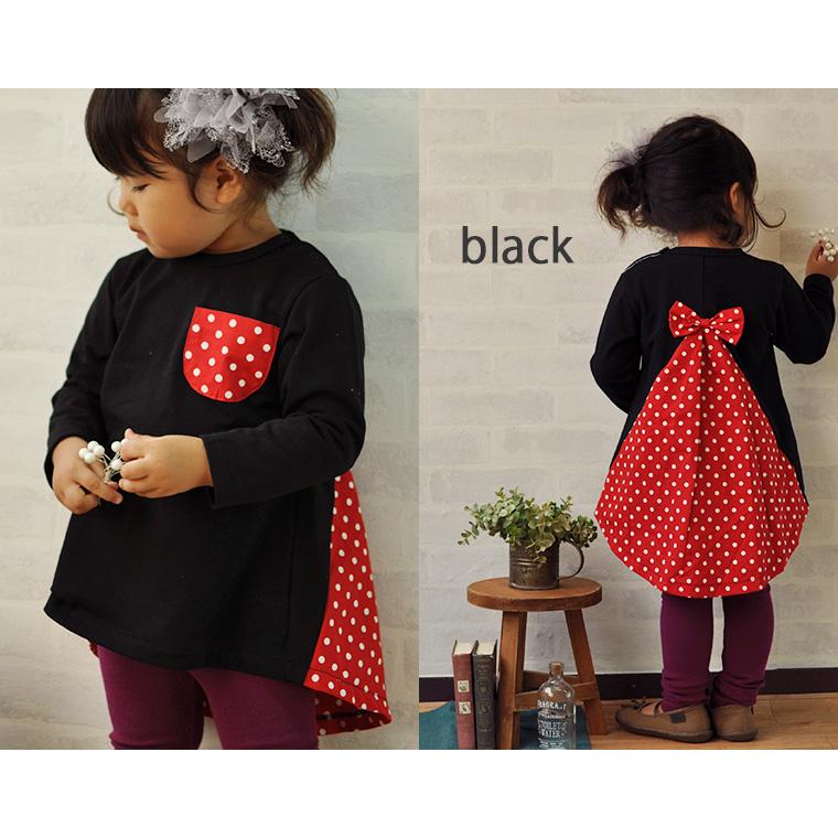子供服 トップス 後ろ身ごろが長めのリボン長袖AラインＴシャツ日本製で安心44594050保育園メール便可13  赤ちゃん |  | 06