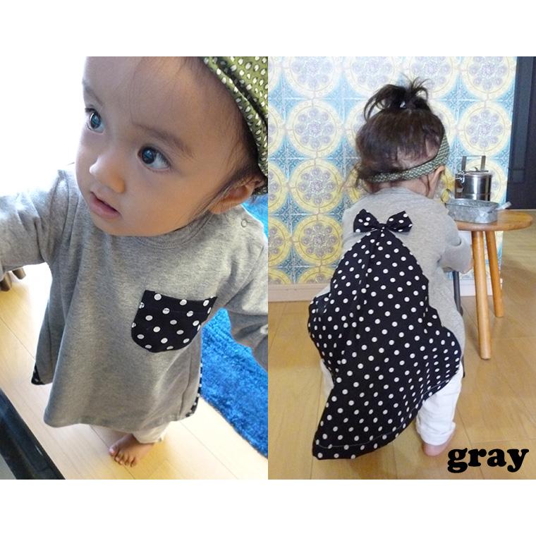 子供服 トップス 後ろ身ごろが長めのリボン長袖AラインＴシャツ日本製で安心44594050保育園メール便可13  赤ちゃん |  | 08