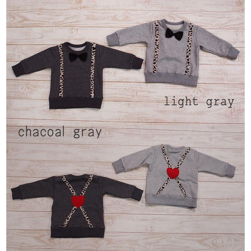 子供服 トップス ハートレオパードファー+蝶ネクタイ付きトレーナーA4474(80cm 90cm 95cm 100cm)3010保育園 |  | 02