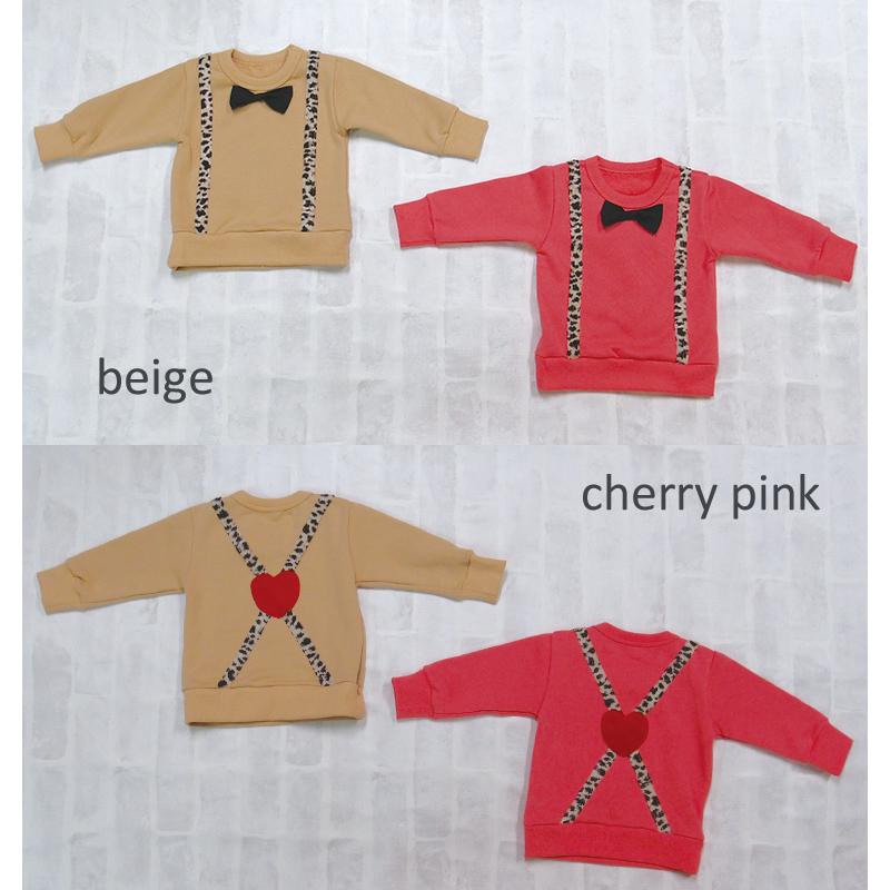 子供服 トップス ハートレオパードファー+蝶ネクタイ付きトレーナーA4474(80cm 90cm 95cm 100cm)3010保育園 |  | 06