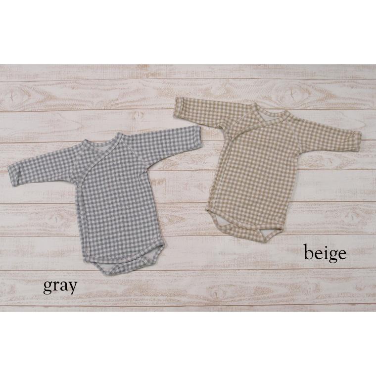 【在庫処分セール】子供服 トップス 接結柔らかい素材ギンガムチェック綿100％ロンパースA4543(50cm 60cm 70cm)保育園 |  | 01