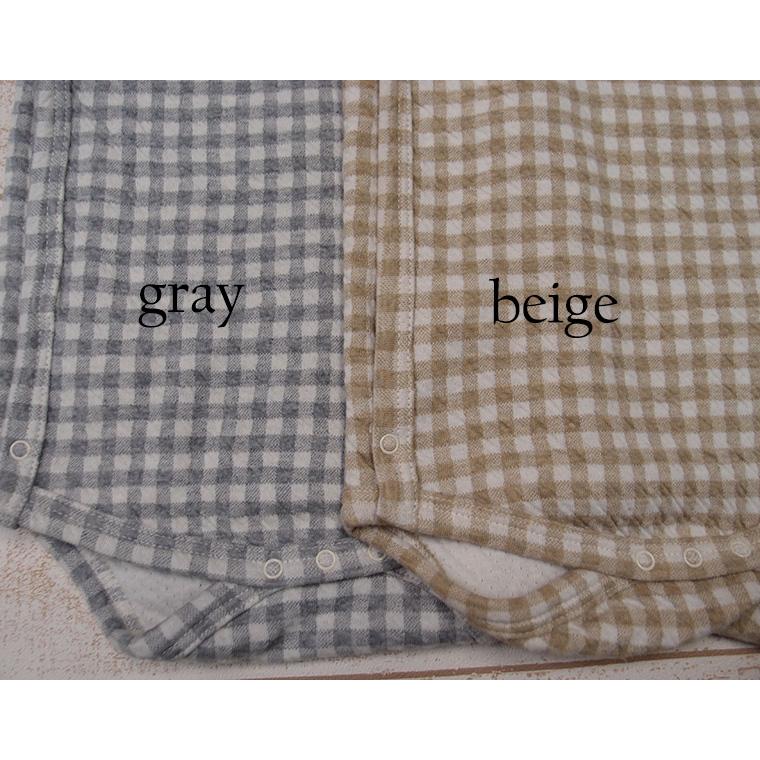 【在庫処分セール】子供服 トップス 接結柔らかい素材ギンガムチェック綿100％ロンパースA4543(50cm 60cm 70cm)保育園 |  | 04