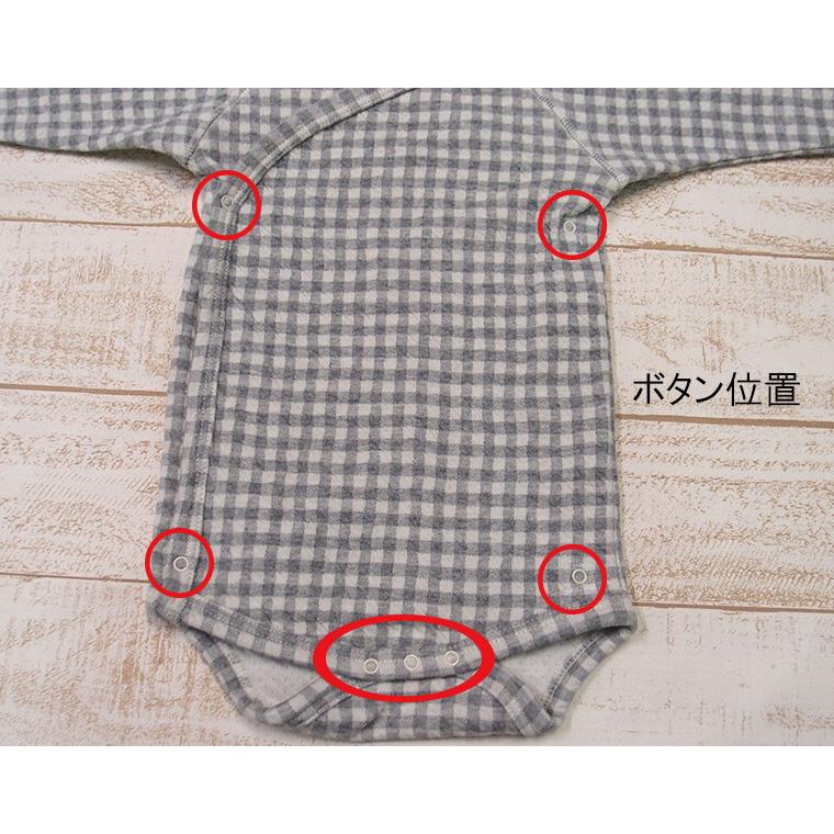 【在庫処分セール】子供服 トップス 接結柔らかい素材ギンガムチェック綿100％ロンパースA4543(50cm 60cm 70cm)保育園 |  | 05